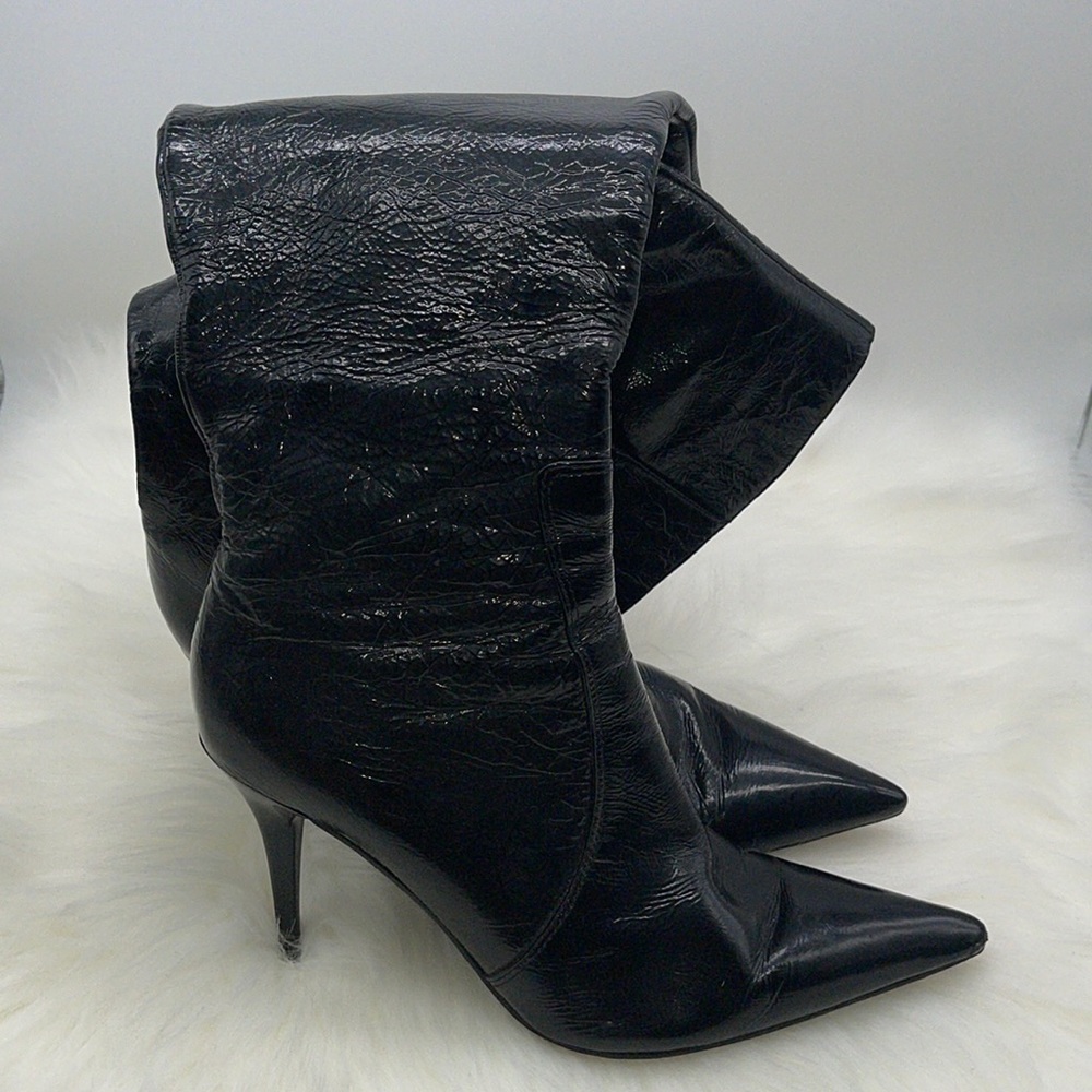 Black Patent Leather Knee Boots